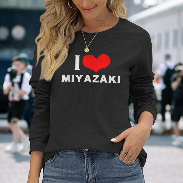 I Love Miyazaki 愛 ハート 宮崎 宮崎県 日本 お土産 かわいい おしゃれ 長袖Tシャツ 彼女への贈り物