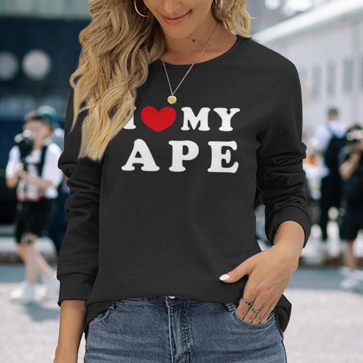 I Love My Ape アイ・ラブ・マイ・エイプ、アイ・ハート・マイ・エイプ 長袖tシャツ 長袖Tシャツ 彼女への贈り物