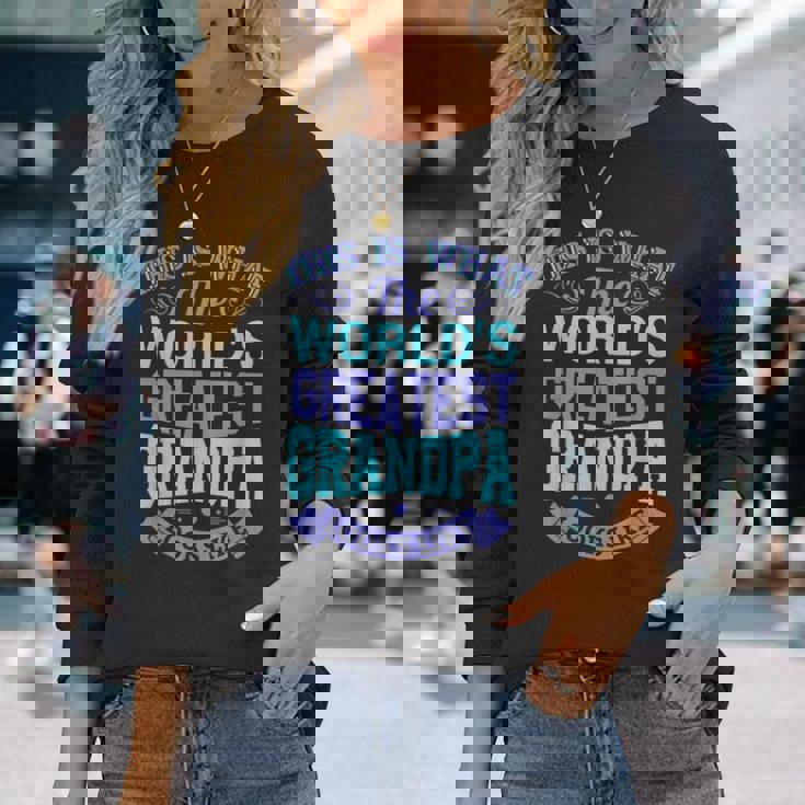 I Love My Grandpa Best Cool Grandpa グラフィックイラスト 長袖Tシャツ 彼女への贈り物