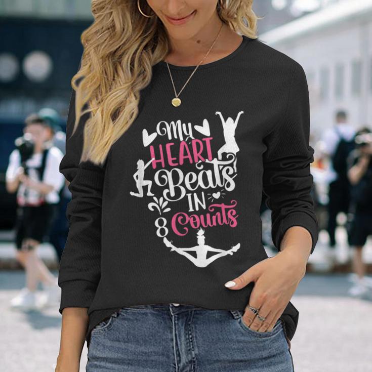 My Heart Beats 8カウント チアリーダー ダンサー チアリーディング 長袖Tシャツ 彼女への贈り物