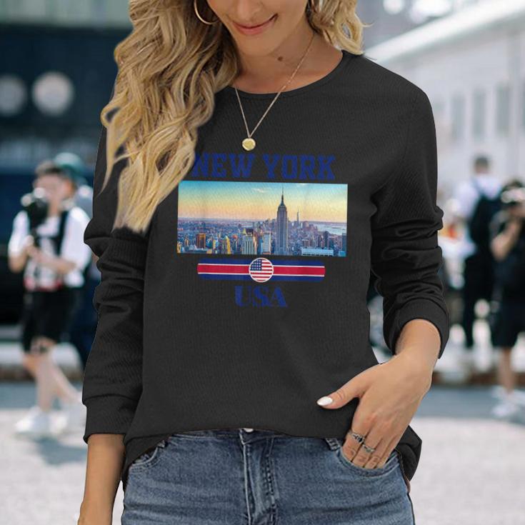 New York Citykyline New York New York City 長袖Tシャツ 彼女への贈り物