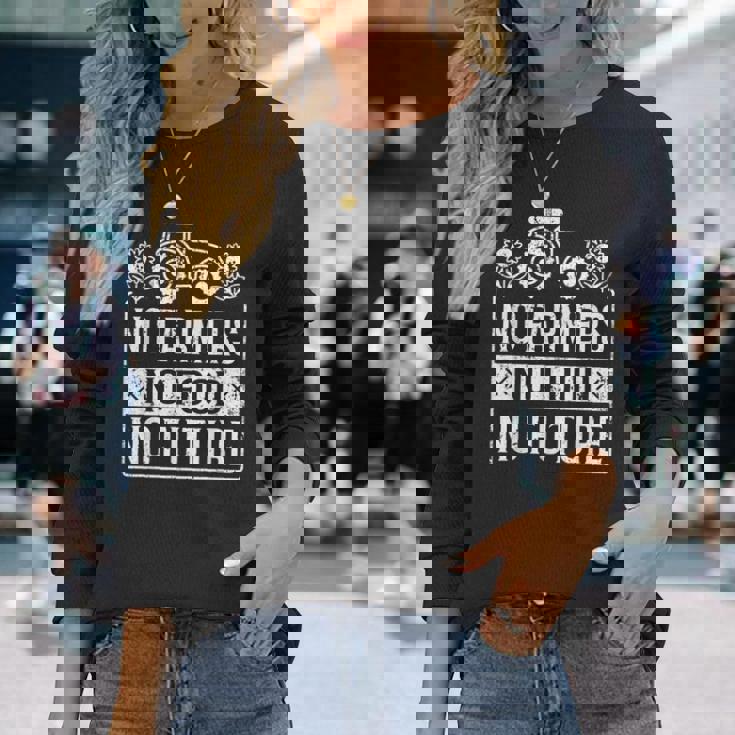 No Farmers No Food No Future ファーマー 農場農場農業 長袖Tシャツ 彼女への贈り物