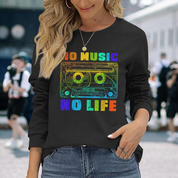 No Music No Life、ヴィンテージカセット音楽愛好家。 長袖Tシャツ 彼女への贈り物
