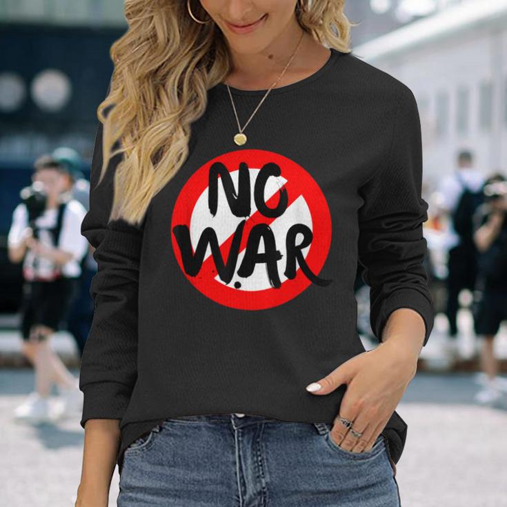 No War、アンチウォーデーストップサイン、スプレーペイント、No War。 長袖Tシャツ 彼女への贈り物