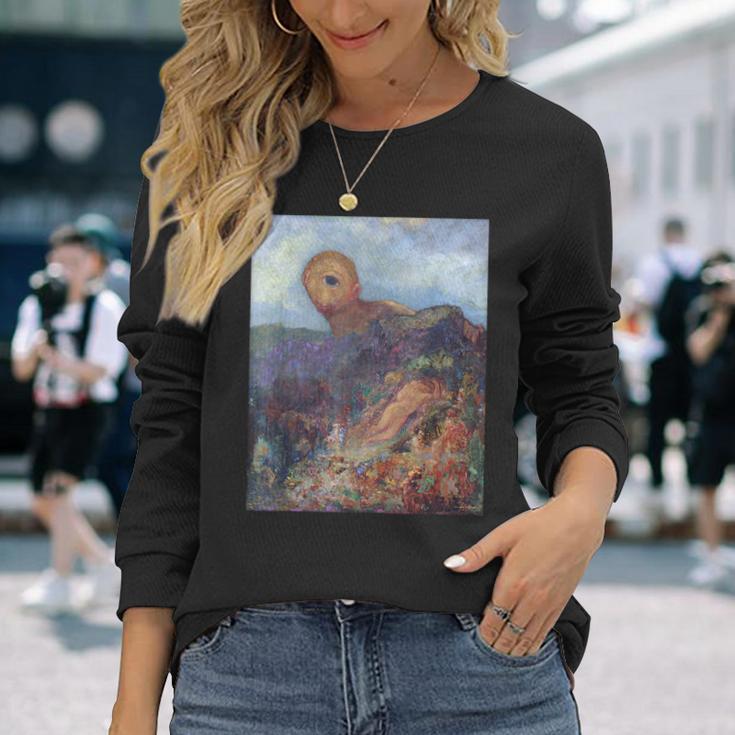 Odilon Redonによるサイクロプスの有名なアートワーク。 長袖Tシャツ 彼女への贈り物