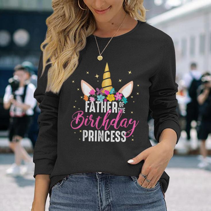Papà Della Festeggiata Padre Regalo Di Compleanno Unicorno Maglietta a maniche lunghe Regalos para ella