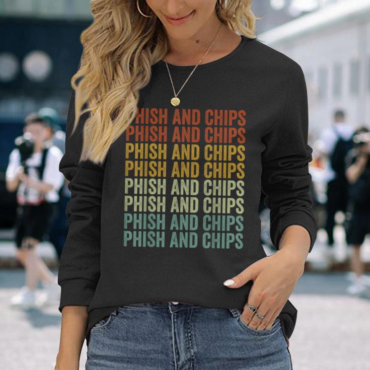 Phish And Chips ファニーハッカー フィッシングコンピュータハッカー 長袖Tシャツ 彼女への贈り物