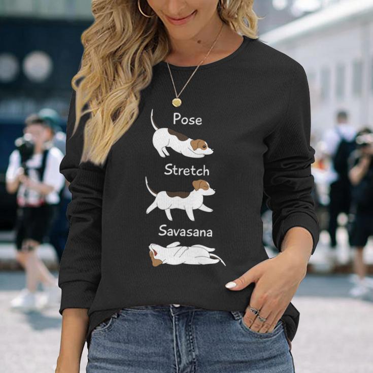 Posetretchavasanaジャック・ラッセル・テリア犬 長袖tシャツ 長袖Tシャツ 彼女への贈り物