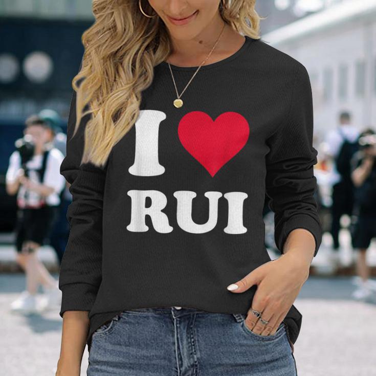Red Heart I Love Rui 長袖Tシャツ 彼女への贈り物