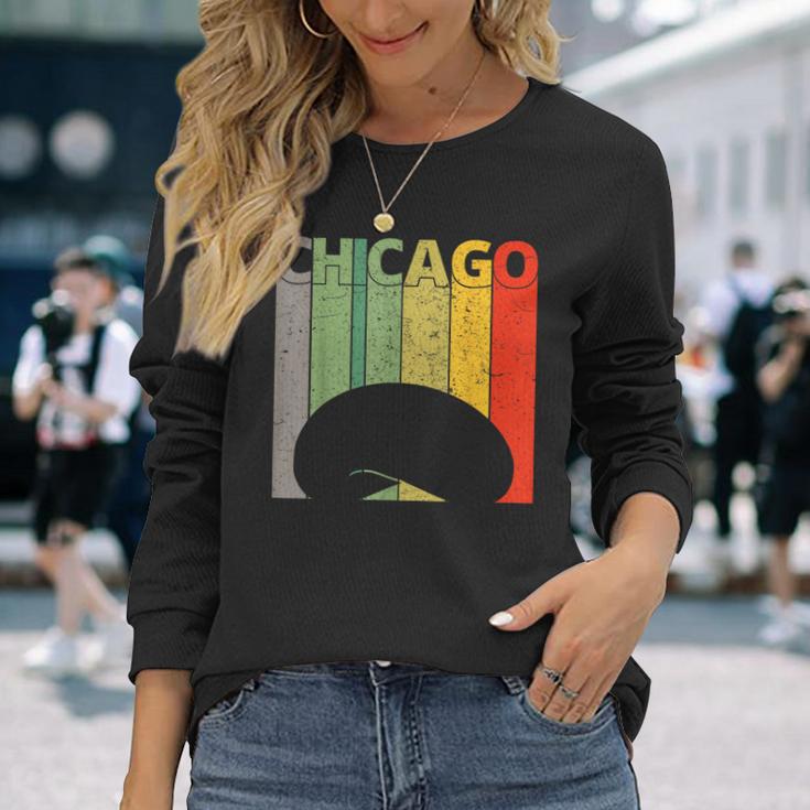 Retro Chicago Intage Chicago Bean Cloud Gate 長袖Tシャツ 彼女への贈り物