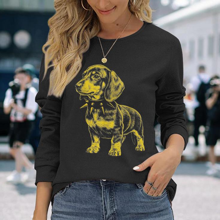 Rocker ダックスフント パンク メタル ロックンロール ミュージック ドッグ 長袖Tシャツ 彼女への贈り物