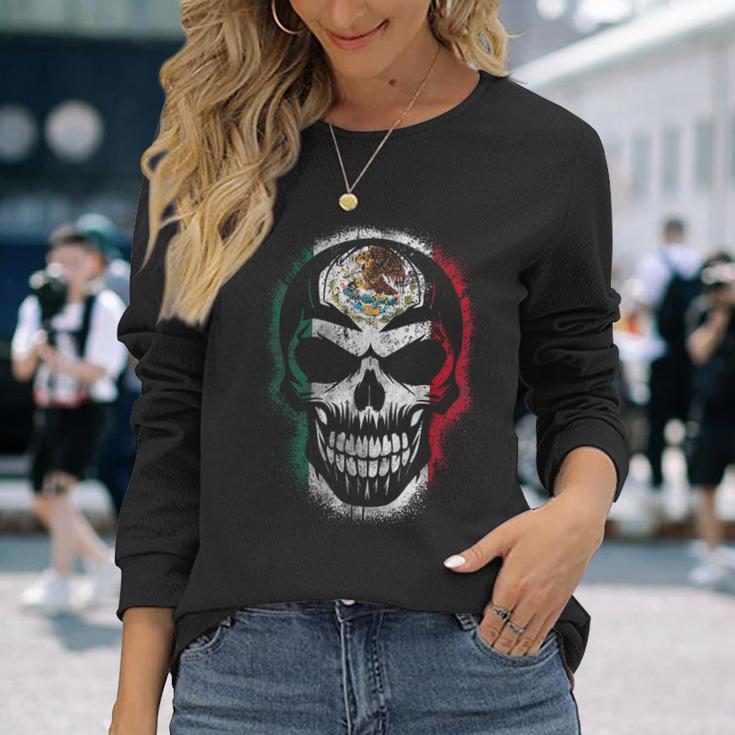 Skull Mexican Flag Mexicopraytyleintage 長袖Tシャツ 彼女への贈り物
