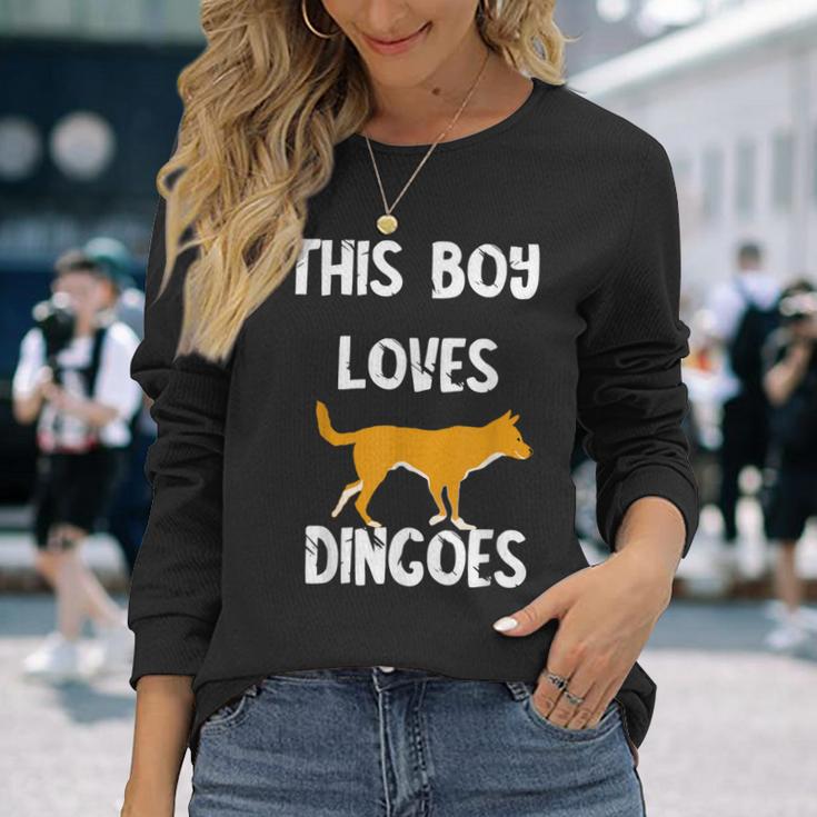 This Boy Loves Dingoes 野生動物 オーストラリアン ディンゴ犬 長袖Tシャツ 彼女への贈り物