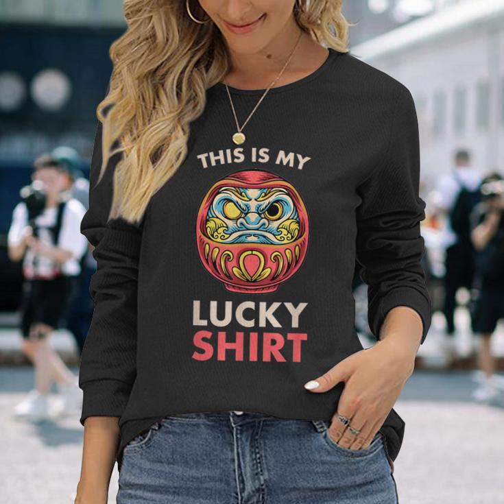 This Is My Lucky 日本のだるま人形 長袖Tシャツ 彼女への贈り物