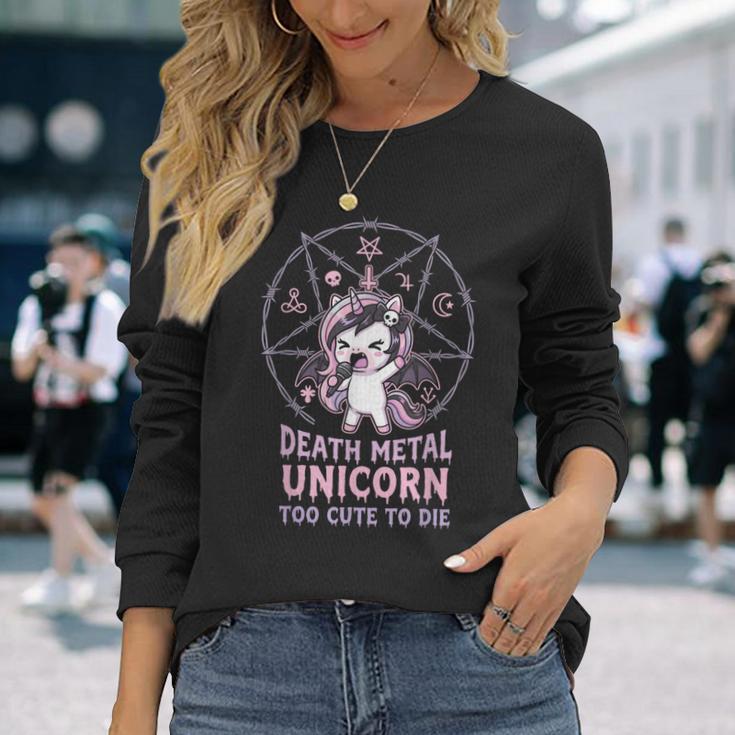 Too Cute To Die Death メタルユニコーン 長袖Tシャツ 彼女への贈り物