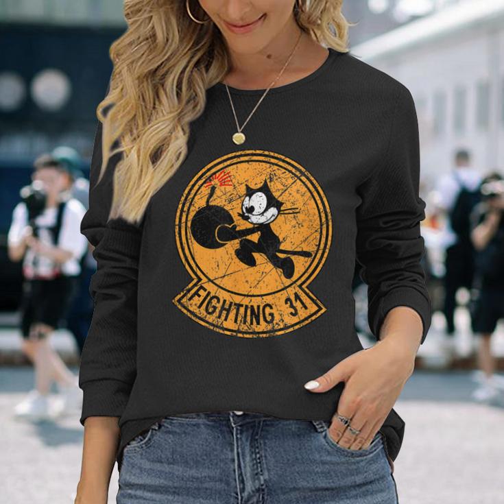 Ww2 ヴィンテージfa-31 トムキャッターズ飛行隊パッチfa-31 ベテラン 長袖Tシャツ 彼女への贈り物