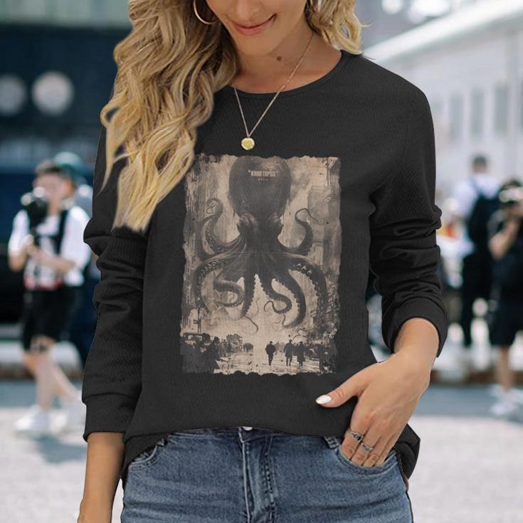 Y2k Hip Hop Fashionヒップホップ メンズ レディース ストリートウェア レトロホラー モンスター タコ 長袖Tシャツ 彼女への贈り物