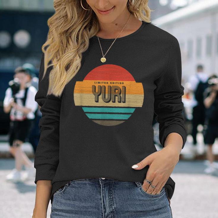 メンズ Yuri 名称 レトロ・ヴィンテージ・サンセット 限定版 長袖Tシャツ 彼女への贈り物