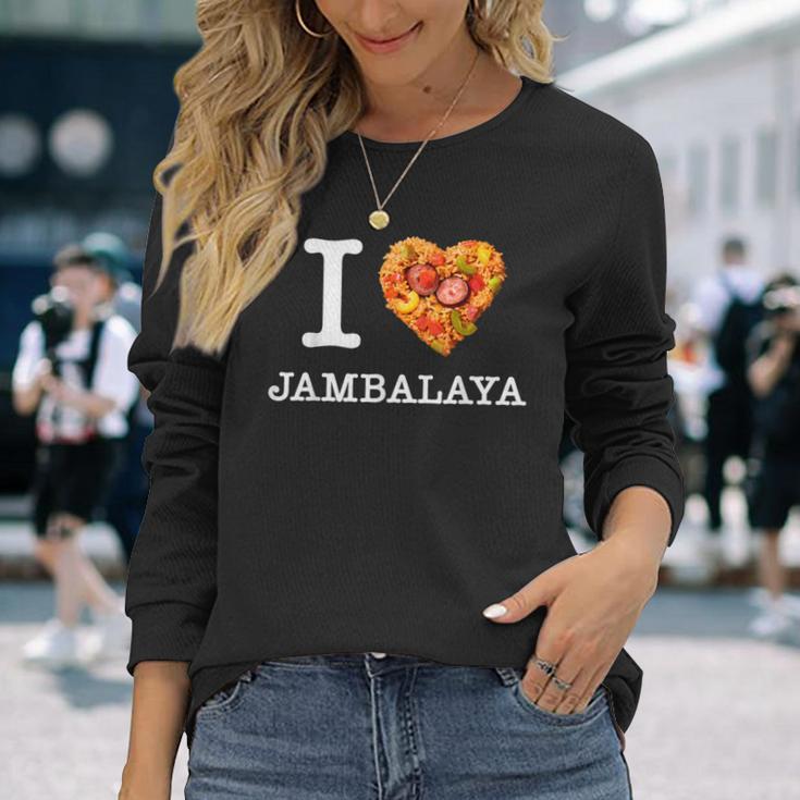 “I Love Jambalaya” のジャンバラヤ好き向けデザイン 長袖Tシャツ 彼女への贈り物
