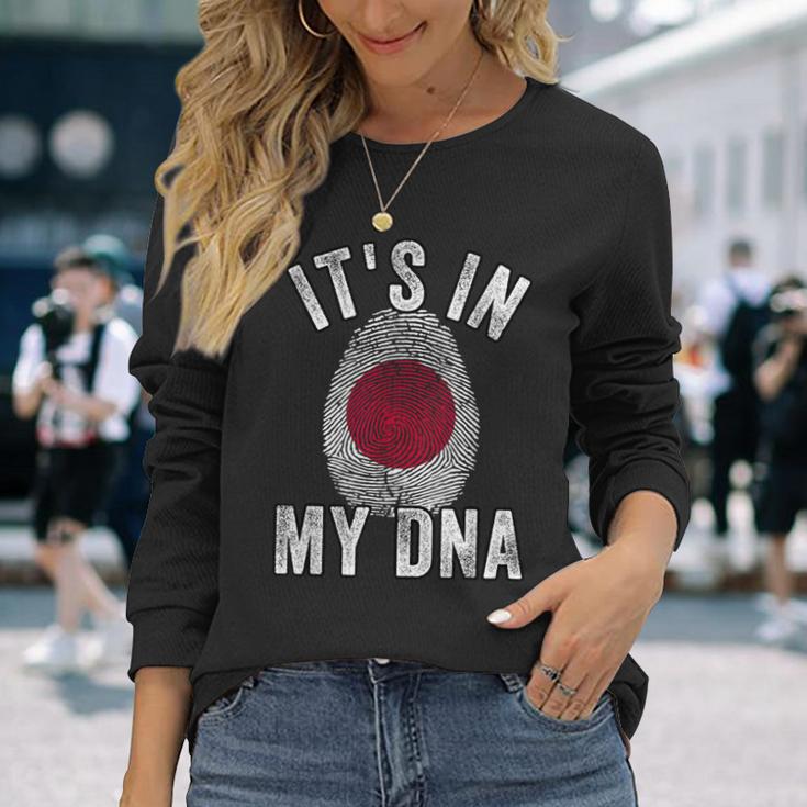おかしな It's In My Dna 日本国旗 指紋 長袖Tシャツ 彼女への贈り物
