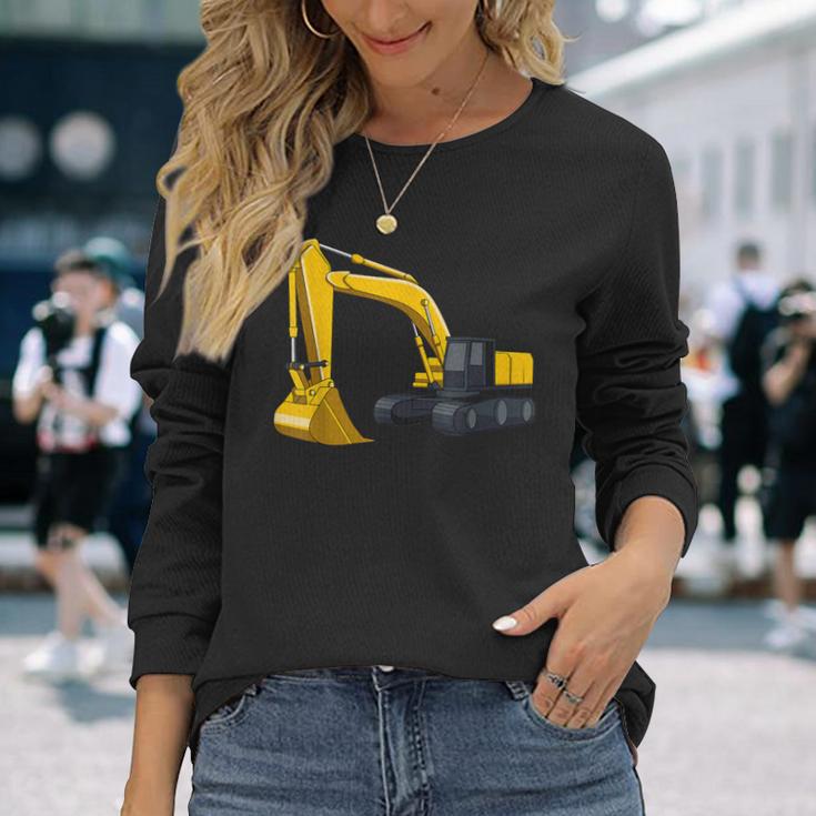 かっこいいショベルカー 男の子 乗り物 建設現場 キッズ 長袖Tシャツ 彼女への贈り物