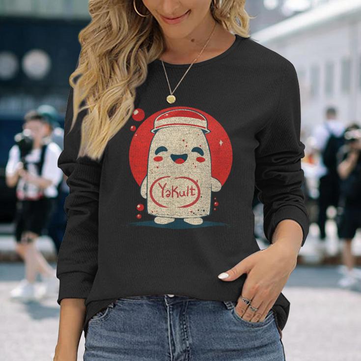 かわいい 和 ヨーグルト ヤクルトミルク 飲料 ヤクルト 長袖Tシャツ 彼女への贈り物