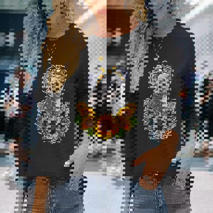 かわいいコアラベア ポイズンひまわりデココアラ 長袖Tシャツ 彼女への贈り物