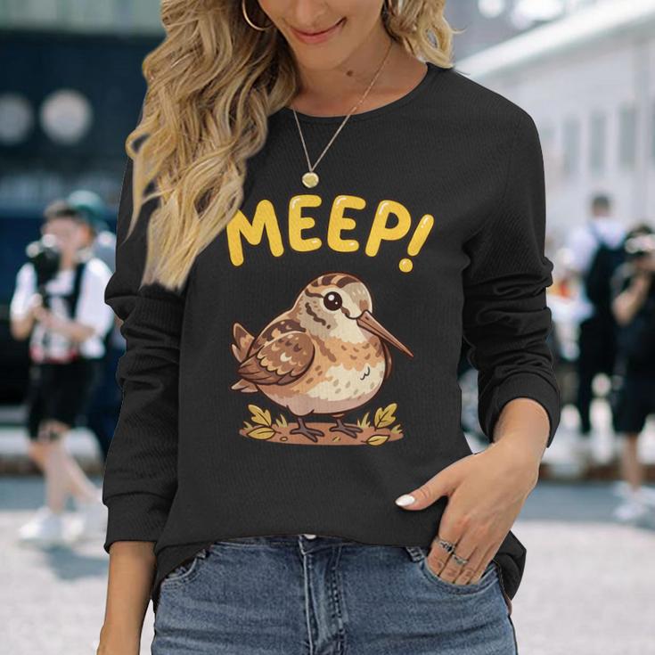 かわいいミープバードがミープバードミームアメリカンウッドコックミープと言っています。 長袖Tシャツ 彼女への贈り物