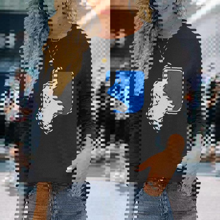 ぞうさん 象《鼻でぶらぶら》（いん ざ ポケット）ワンポイント 胸【どうぶつフレンズ】動物 かわいい 面白い 長袖Tシャツ 彼女への贈り物