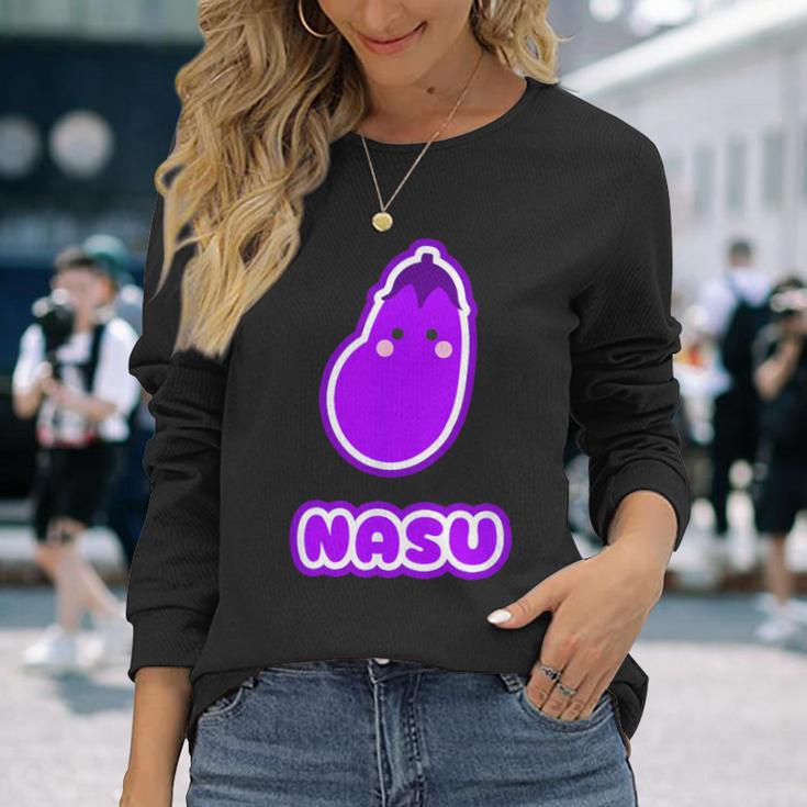 なす 茄子『Oyasai お野菜』ゆる かわいい キャラクター 面白い 長袖Tシャツ 彼女への贈り物