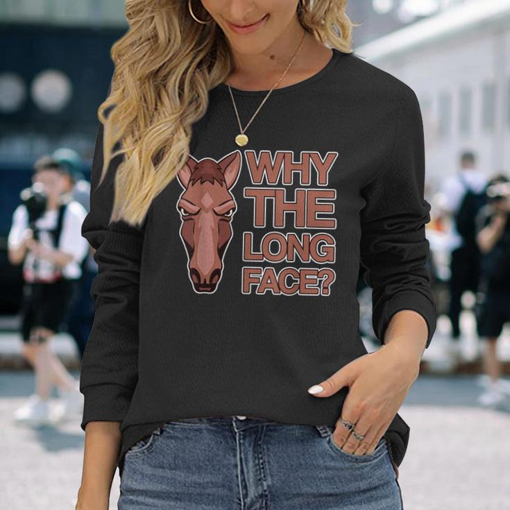 なぜ顔が長いのか Why The Long Face 長袖Tシャツ 彼女への贈り物