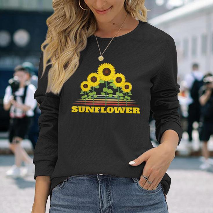 ひまわり ひまわり ひまわり 長袖Tシャツ 彼女への贈り物