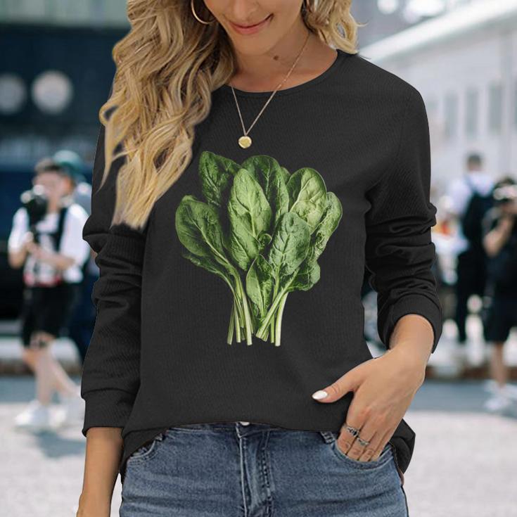ほうれん草 野菜モチーフ イラスト ほうれん草 長袖Tシャツ 彼女への贈り物