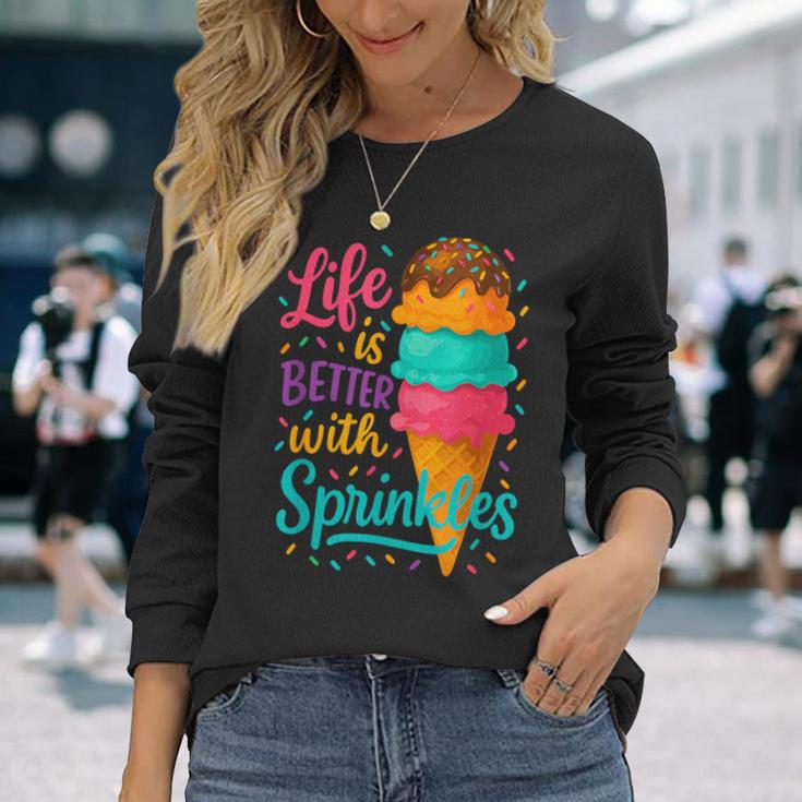 アイスクリームスクープ ジェラート好き フローズンヨーグルト アイスクリーム 長袖Tシャツ 彼女への贈り物