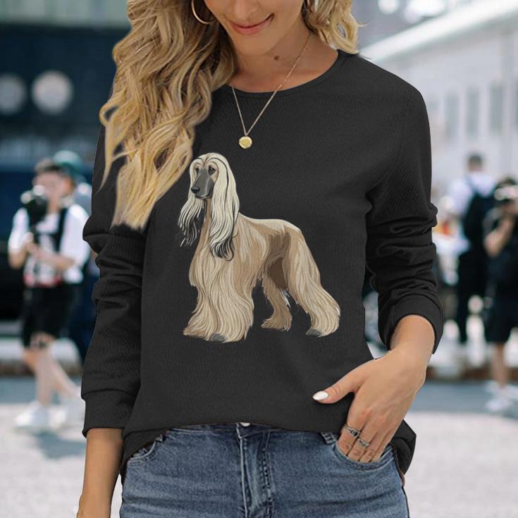 アイ・ラブ・アフガン・ハウンド 長袖Tシャツ 彼女への贈り物