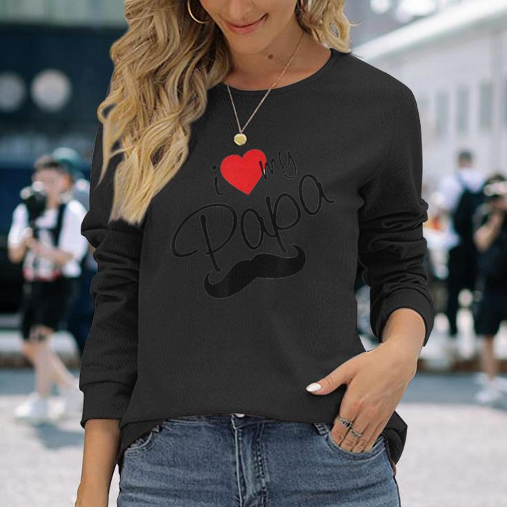 アイ・ラブ・マイ・パパ 長袖Tシャツ 彼女への贈り物