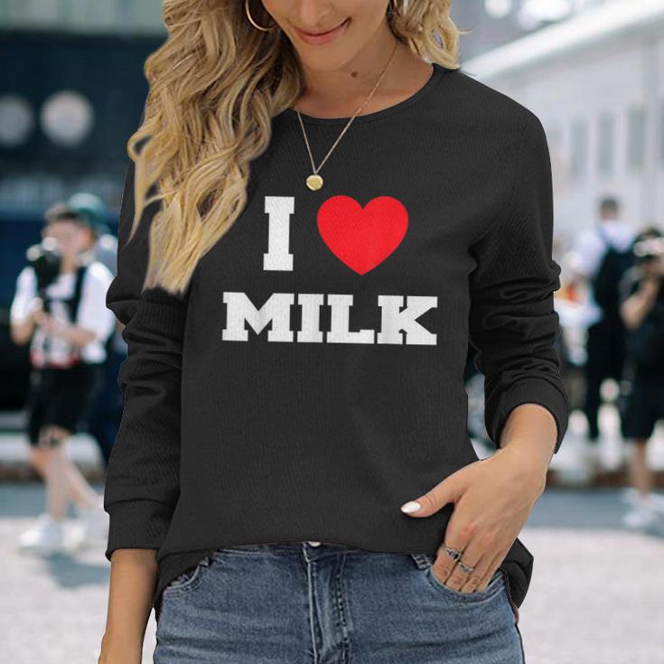 アイ・ラブ・ミルク 長袖Tシャツ 彼女への贈り物