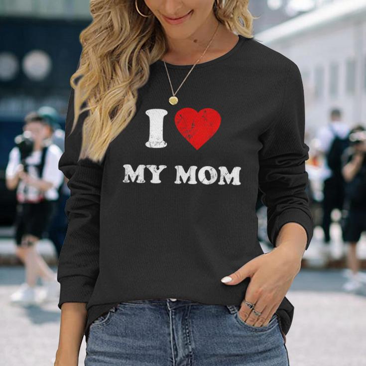 アイ・ラヴ・マイ・マム 長袖Tシャツ 彼女への贈り物