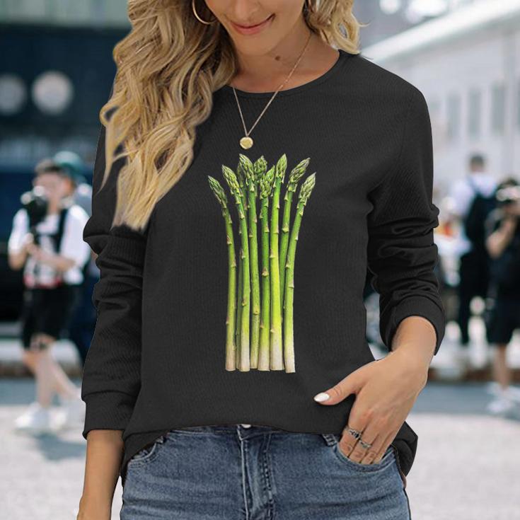 アスパラガス 野菜 グラフィックアート アスパラガス 長袖Tシャツ 彼女への贈り物