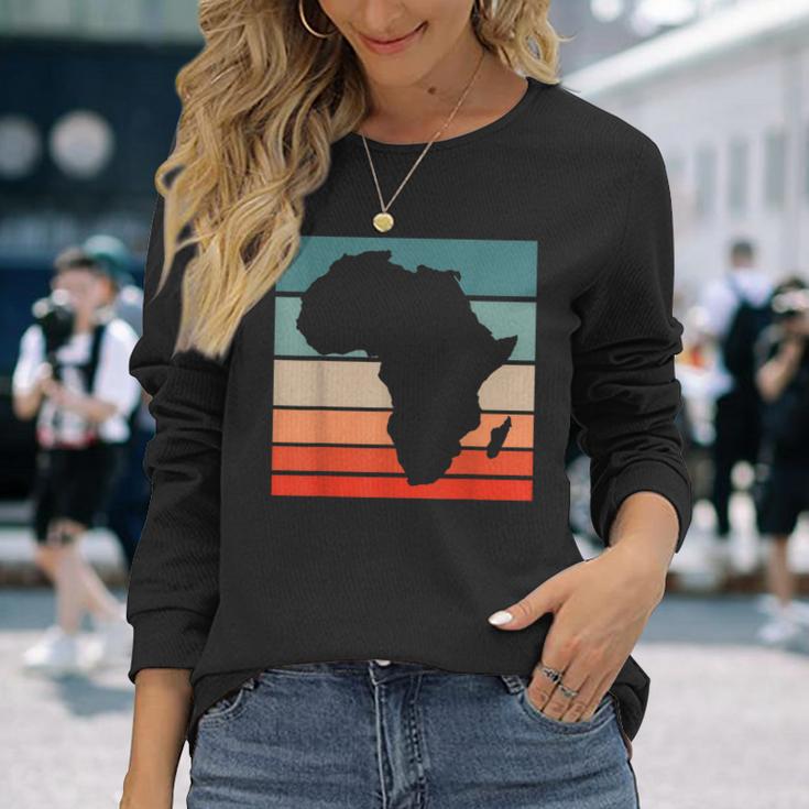 アフリカ地図 大陸 アフリカの誇りに ブラック 歴史月 長袖Tシャツ 彼女への贈り物