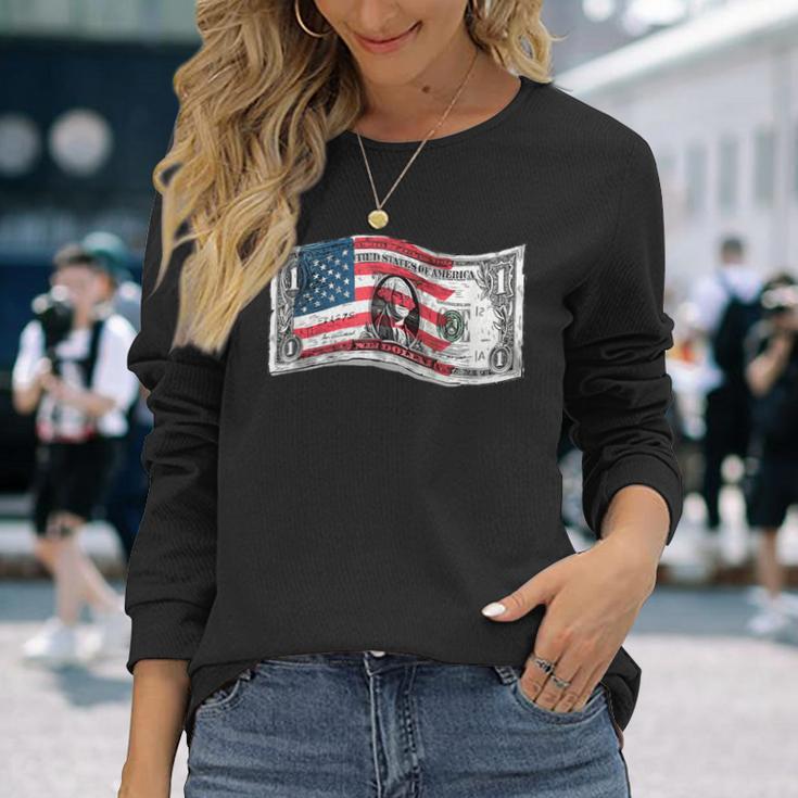 アメリカ 現金ドル札 コスチューム 長袖Tシャツ 彼女への贈り物
