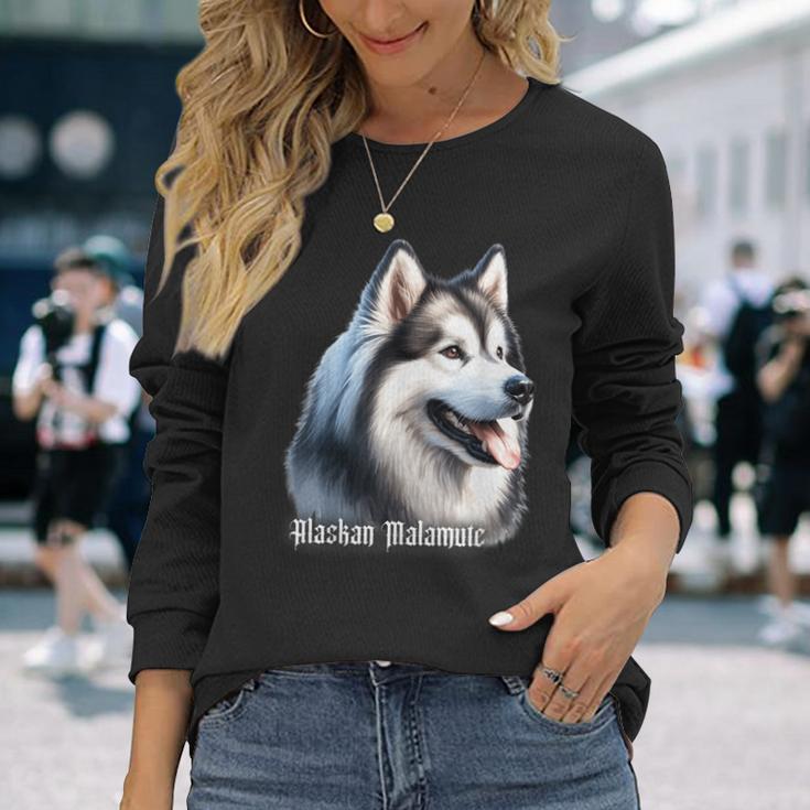 アラスカン・マラミュート犬 長袖Tシャツ 彼女への贈り物