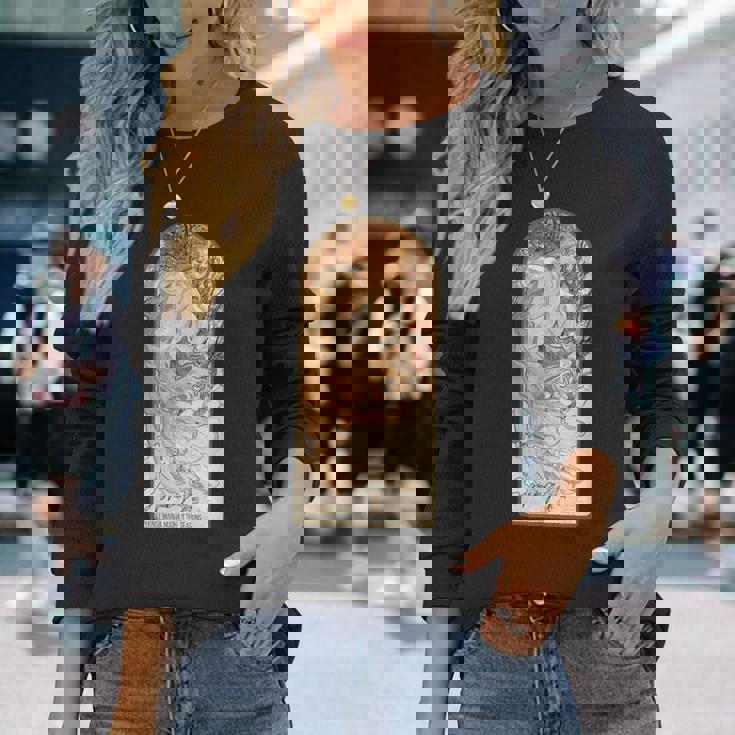 アルフォンス・マリア・ミュシャの季節 春 長袖Tシャツ 彼女への贈り物