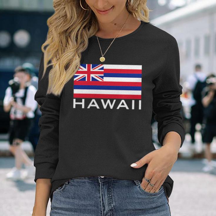 アロハのハワイ州旗 長袖Tシャツ 彼女への贈り物