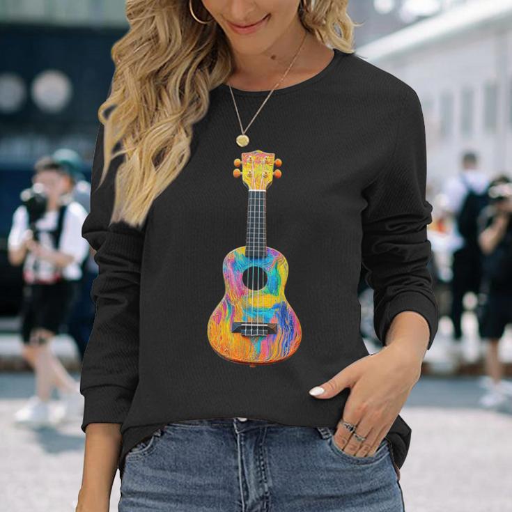 ウクレレ 楽器 モチーフ イラスト ウクレレ 長袖Tシャツ 彼女への贈り物