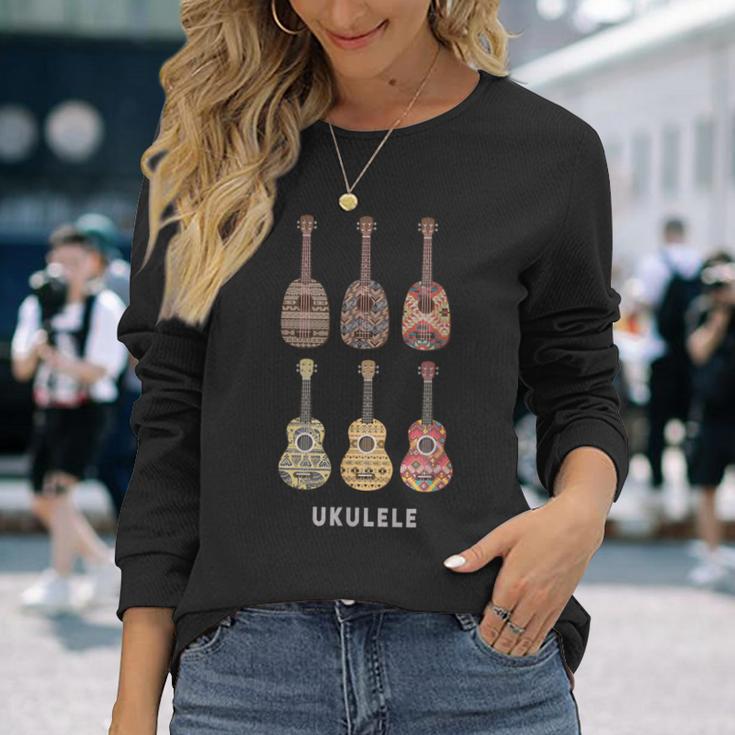 ウクレレラバーシャツ ウクレレ奏者 楽器 ギフト レトロ 長袖Tシャツ 彼女への贈り物