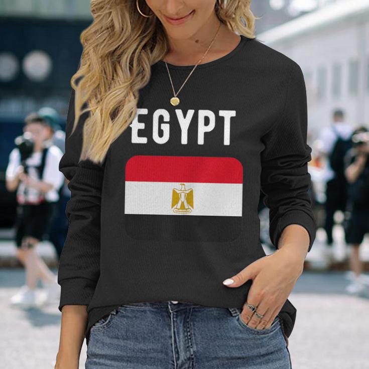 エジプト国旗 エジプト 国地図 国旗 長袖Tシャツ 彼女への贈り物