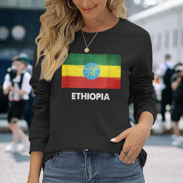 エチオピア国旗tシャツ 長袖Tシャツ 彼女への贈り物