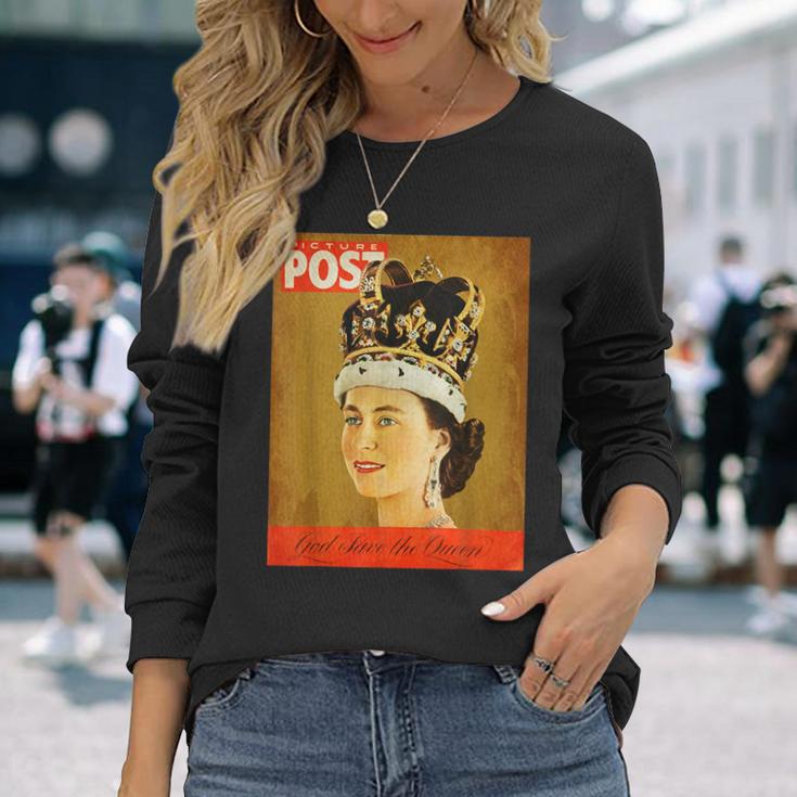エリザベス女王 ファンビンテージポスター 英国王 長袖Tシャツ 彼女への贈り物