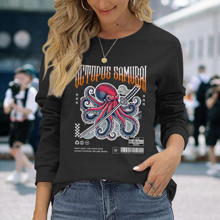 オクトパス侍 エイトアームズ 戦士 メンズ レディース 長袖Tシャツ 彼女への贈り物